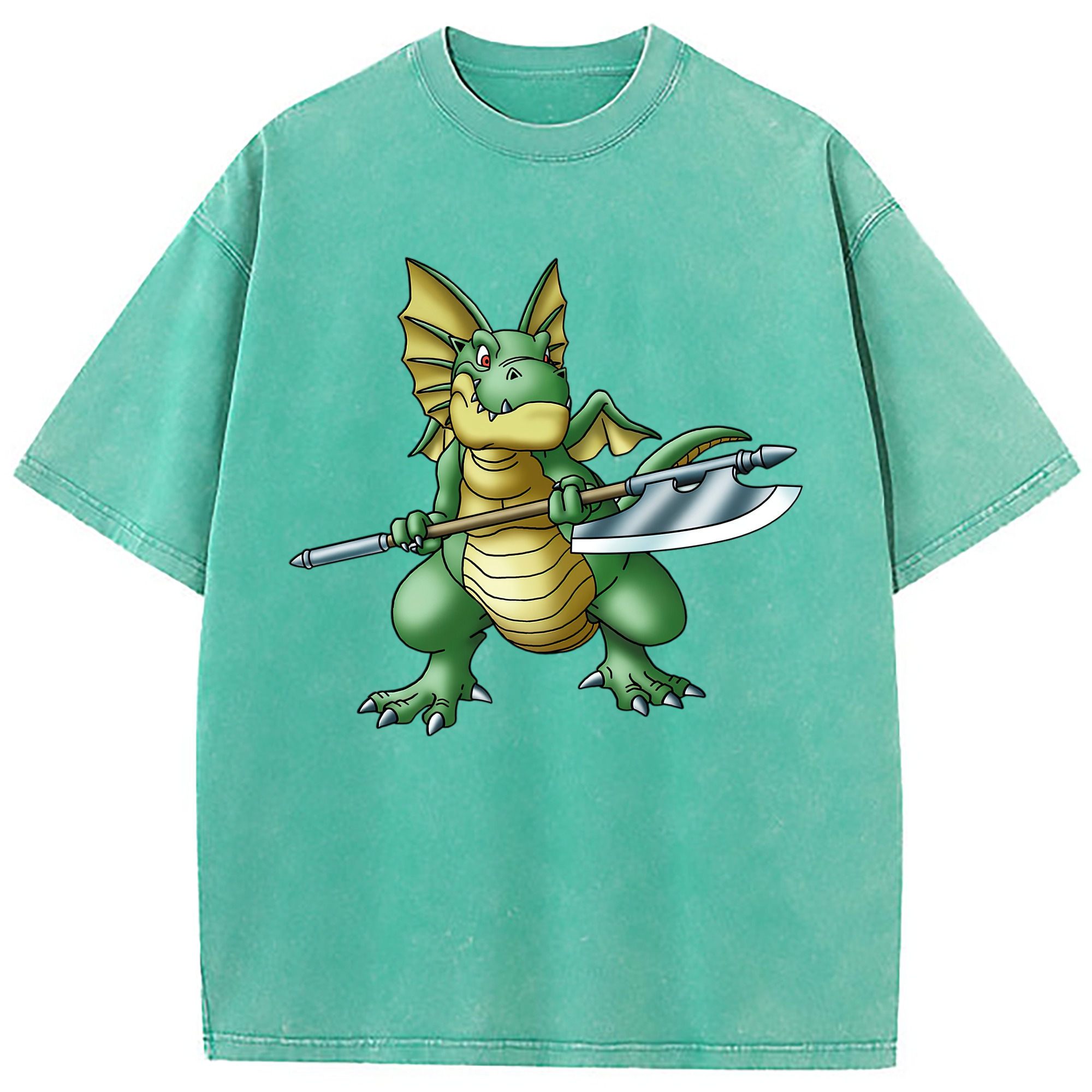 （画像用） ドラゴンクエスト Doragon Kuesuto Dragon Quest 綿100% ヴィンテージ風 半袖Tシャツ（フロントプリント）